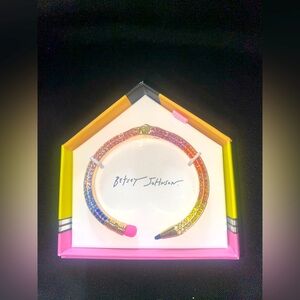 BNIB Betsey Johnson Multi-Color Crystal Pencil Hinged Bracelet $78